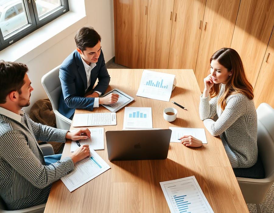 Team collaborating around a conference table